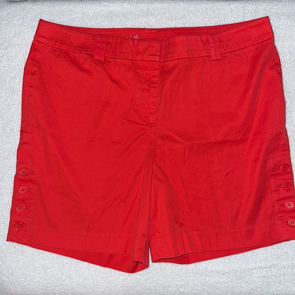 Talbots Red Relaxed Chino Shorts. Buttons On The … - image 1